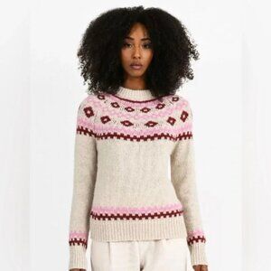 Molly Bracken Fair Isle Festive Sweater | Pink Red White | Size Small